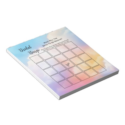 Cloud neun Regenbogen Brautparty Bingo Party Game Notizblock (angewinkelt)
