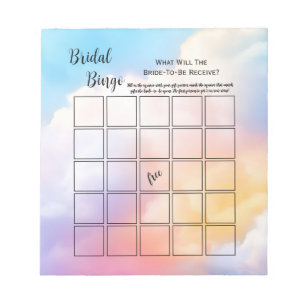 Cloud neun Regenbogen Brautparty Bingo Party Game Notizblock