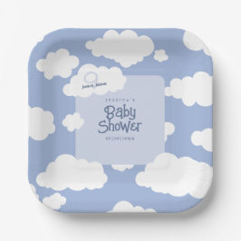 Cloud Nine 9 Baby Dusche Niedlich Whimsical Square Pappteller