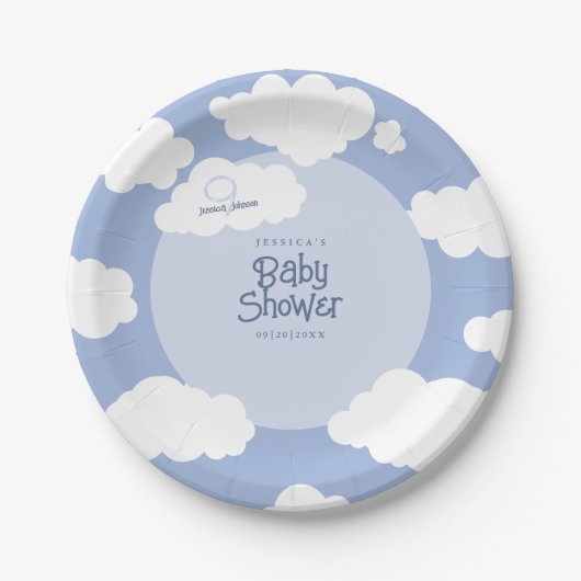 Cloud Nine 9 Baby Dusche Niedliches Whimsical Part Pappteller (Vorderseite)