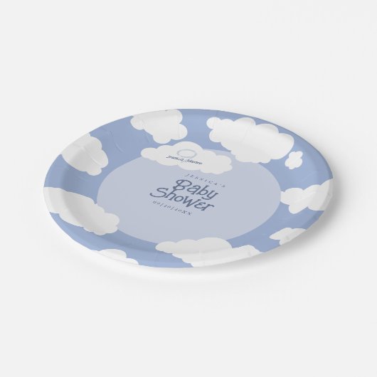 Cloud Nine 9 Baby Dusche Niedliches Whimsical Part Pappteller (Schrägansicht)