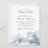 Cloud Nine 9 Elegant Blue Bridal Shower Einladung (Vorderseite)