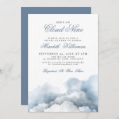 Cloud Nine 9 Elegant Blue Bridal Shower Einladung (Vorne/Hinten)
