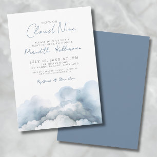 Cloud Nine 9 Elegantes Blaues Babyparty-Einladung  Einladung