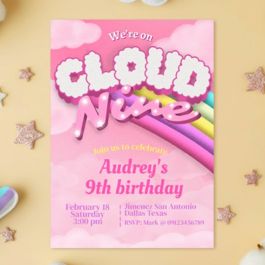 Cloud Nine - 9. Geburtstag Einladung