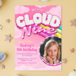 Cloud Nine - 9. Geburtstag mit Bild Einladung
