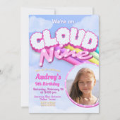 Cloud Nine - 9. Geburtstag mit Foto Einladung (Vorderseite)