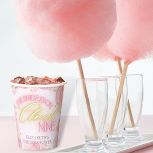 Cloud Nine 9 Glow Pink Gold Glitter Brautparty Pappbecher