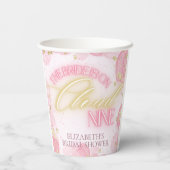 Cloud Nine 9 Glow Pink Gold Glitzer Brautparty Pappbecher (Rückseite)