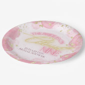 Cloud Nine 9 Glow Pink Gold Glitzer Brautparty Pappteller (Schrägansicht)