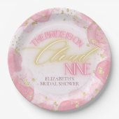 Cloud Nine 9 Glow Pink Gold Glitzer Brautparty Pappteller (Vorderseite)