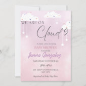 Cloud Nine 9 Mädchen Rosa Baby Shower Einladung (Vorderseite)