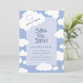 Cloud Nine 9 Niedlich Fun Whimsical Einzigartige H Save The Date (Stehend Vorderseite)