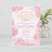 Cloud Nine 9 Pink Gold Imitate Glitzer Brautparty Einladung (Stehend Vorderseite)