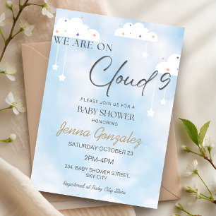 Cloud Nine 9 Sky Baby Boy Baby Shower Einladung