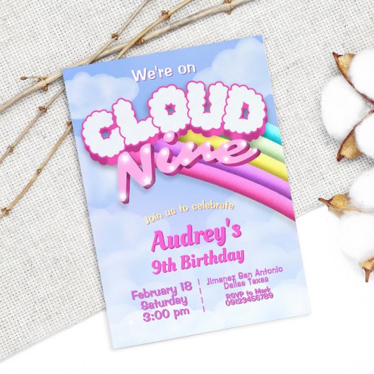 Cloud Nine - 9th Birthday Invitation Einladung
