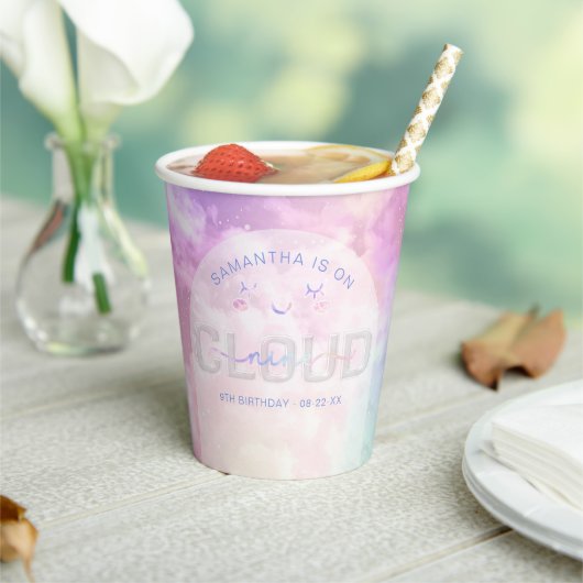 Cloud Nine 9th Birthday Paper Cups - Kawaii Pastel Pappbecher (In Situ)