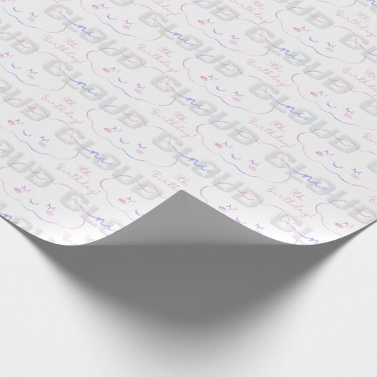 Cloud Nine 9th Birthday Wrapping Paper - Pastel Sk Geschenkpapier (Ecke)