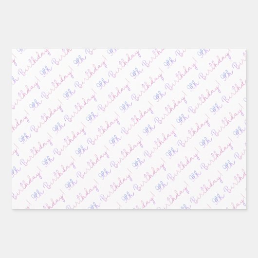 Cloud Nine 9th Birthday Wrapping Paper - Pastel Sk Geschenkpapier Set (Vorderseite 3)