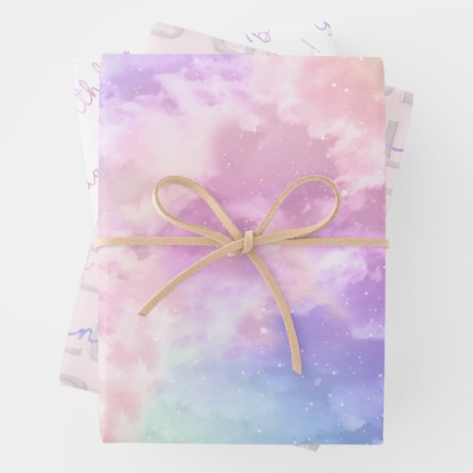 Cloud Nine 9th Birthday Wrapping Paper - Pastel Sk Geschenkpapier Set (Beispiel)