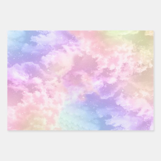 Cloud Nine 9th Birthday Wrapping Paper - Pastel Sk Geschenkpapier Set (Vorderseite)