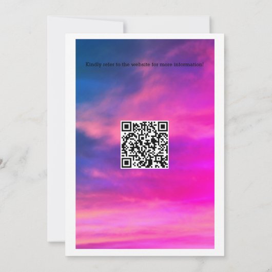 Cloud Nine Baby Dusche QR Code Farbenfrohe rosa Ku Einladung (Rückseite)