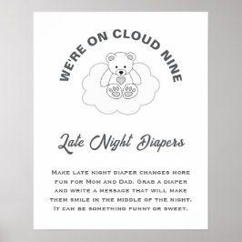 Cloud Nine Baby Dusche Spate Night Diapers Poster