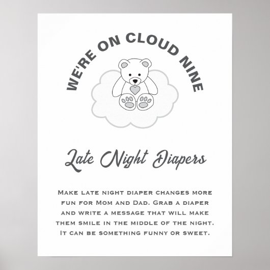 Cloud Nine Baby Dusche Spate Night Diapers Poster (Vorne)