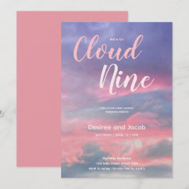 Cloud Nine Baby Girl Pink Blue Shower Invitations Einladung