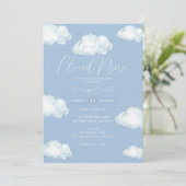 Cloud Nine Baby Shower Blue Cloud Einladung (Stehend Vorderseite)