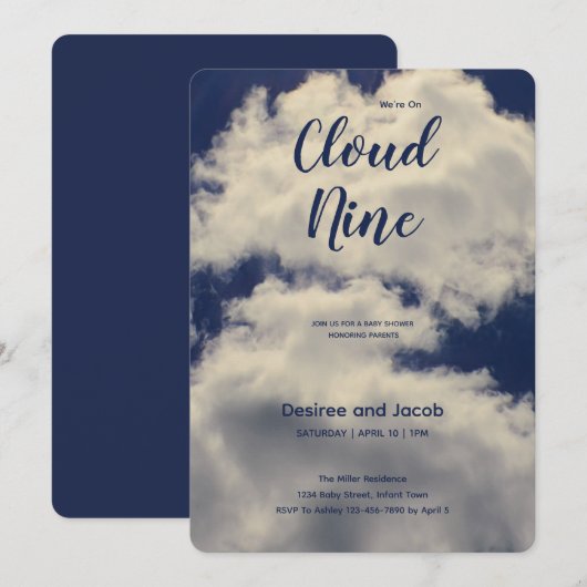 Cloud Nine Baby Shower Invitations Einladung (Vorne/Hinten)