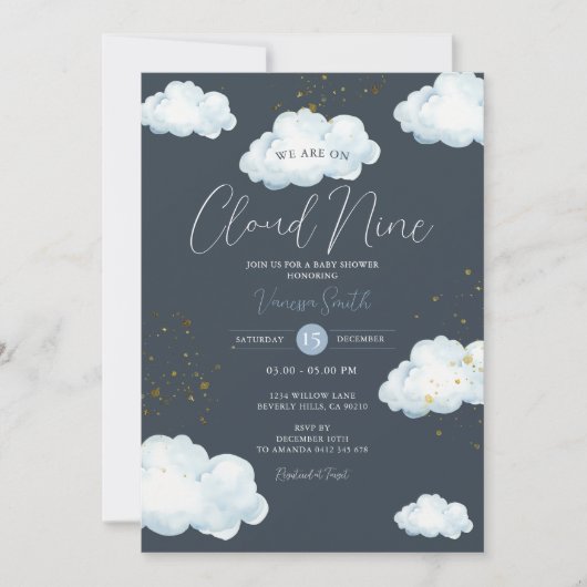 Cloud Nine Baby Shower Neutral Little Cloud Einladung (Vorderseite)