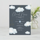 Cloud Nine Baby Shower Neutral Little Cloud Einladung (Stehend Vorderseite)