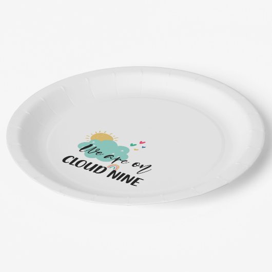 Cloud Nine Baby Shower Pappteller (Schrägansicht)