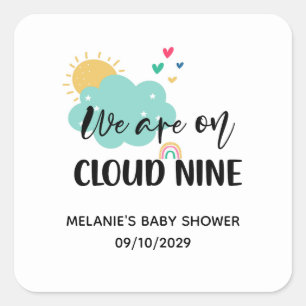 Cloud Nine Baby Shower Quadratischer Aufkleber