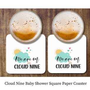 Cloud Nine Baby Shower Rechteckiger Pappuntersetzer