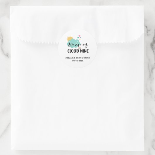 Cloud Nine Baby Shower Runder Aufkleber (Tasche)