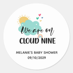 Cloud Nine Baby Shower Runder Aufkleber