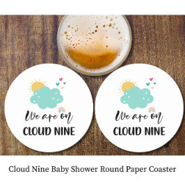 Cloud Nine Baby Shower Runder Pappuntersetzer