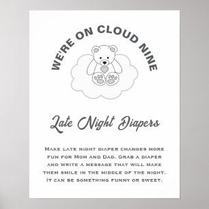 Cloud Nine Baby-Shower-Windeln für die späte Nacht Poster