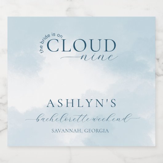Cloud Nine Bachelorette Weekend Champagne Label Schaumweinetikett (Einzelnes Label)