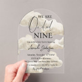Cloud Nine Beige Gender Neutral Sky Baby Shower Acryleinladungen (Insitu (Handheld))