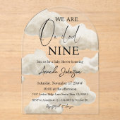 Cloud Nine Beige Gender Neutral Sky Baby Shower Acryleinladungen (Vorderseite)