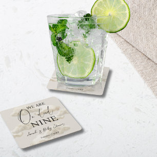 Cloud Nine Beige Gender Neutral Sky Baby Shower Rechteckiger Pappuntersetzer