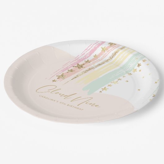 Cloud Nine Birthday Pappteller (Schrägansicht)