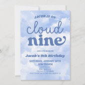 Cloud Nine Blue 9. Geburtstagsparty Einladung (Vorderseite)