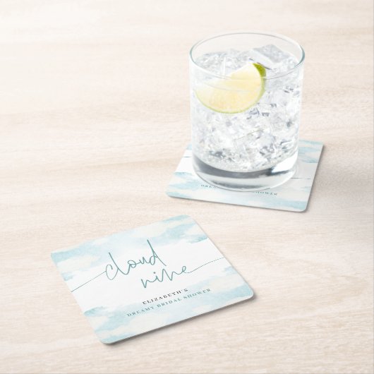 Cloud Nine Blue and White Brautparty Rechteckiger Pappuntersetzer (Vor Ort)