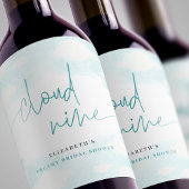 Cloud Nine Blue and White Brautparty Weinetikett