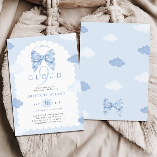Cloud Nine Blue Baby Dusche Einladung