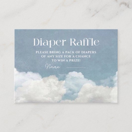 Cloud Nine Blue Baby Duwer Diaper Raffle Begleitkarte (Vorderseite)